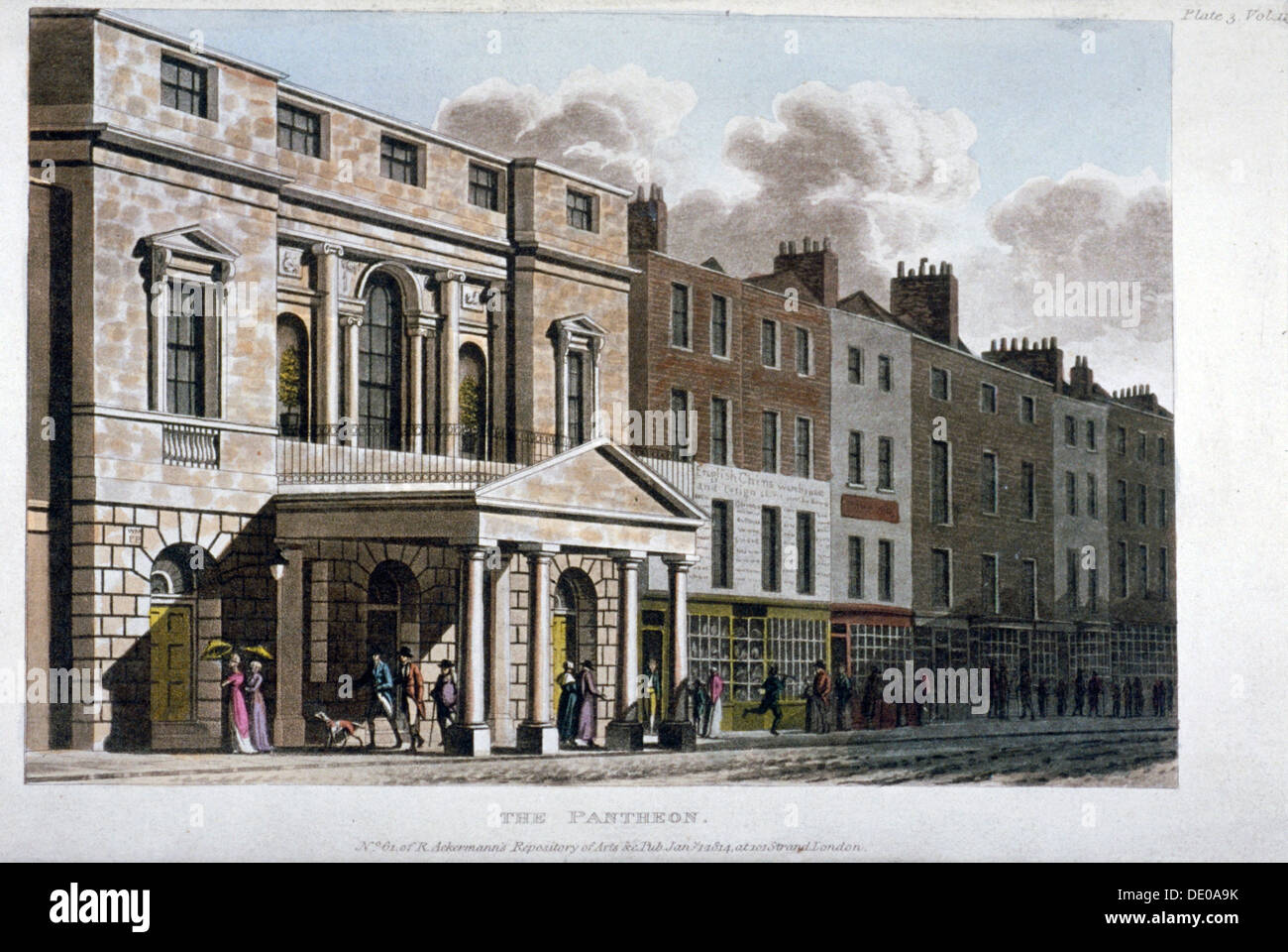 View of the Pantheon and adjoining premises on Oxford Street, Westminster, London, 1814. Artist: Anon Stock Photo