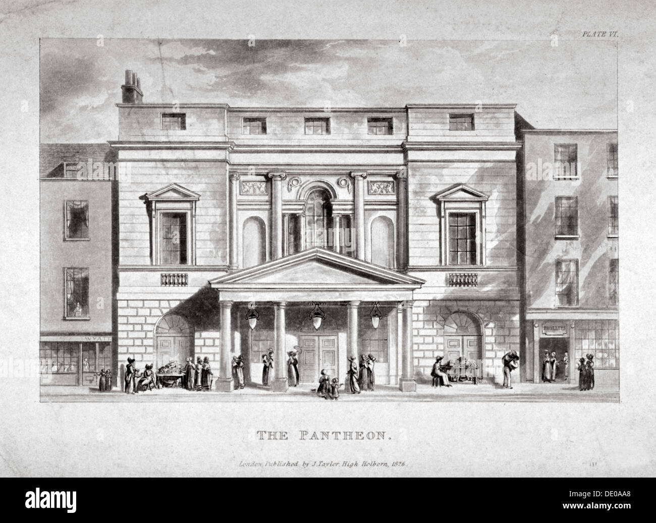 Front view of the Pantheon, Oxford Street, Westminster, London, 1826. Artist: Anon Stock Photo