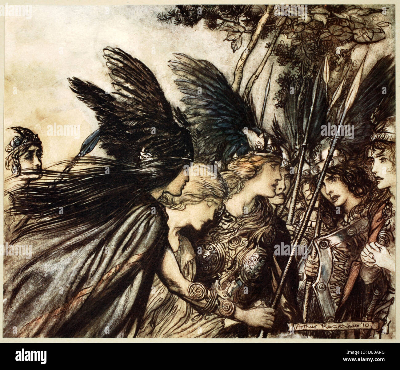 'I flee for the first time and am pursued', 1910.  Artist: Arthur Rackham Stock Photo
