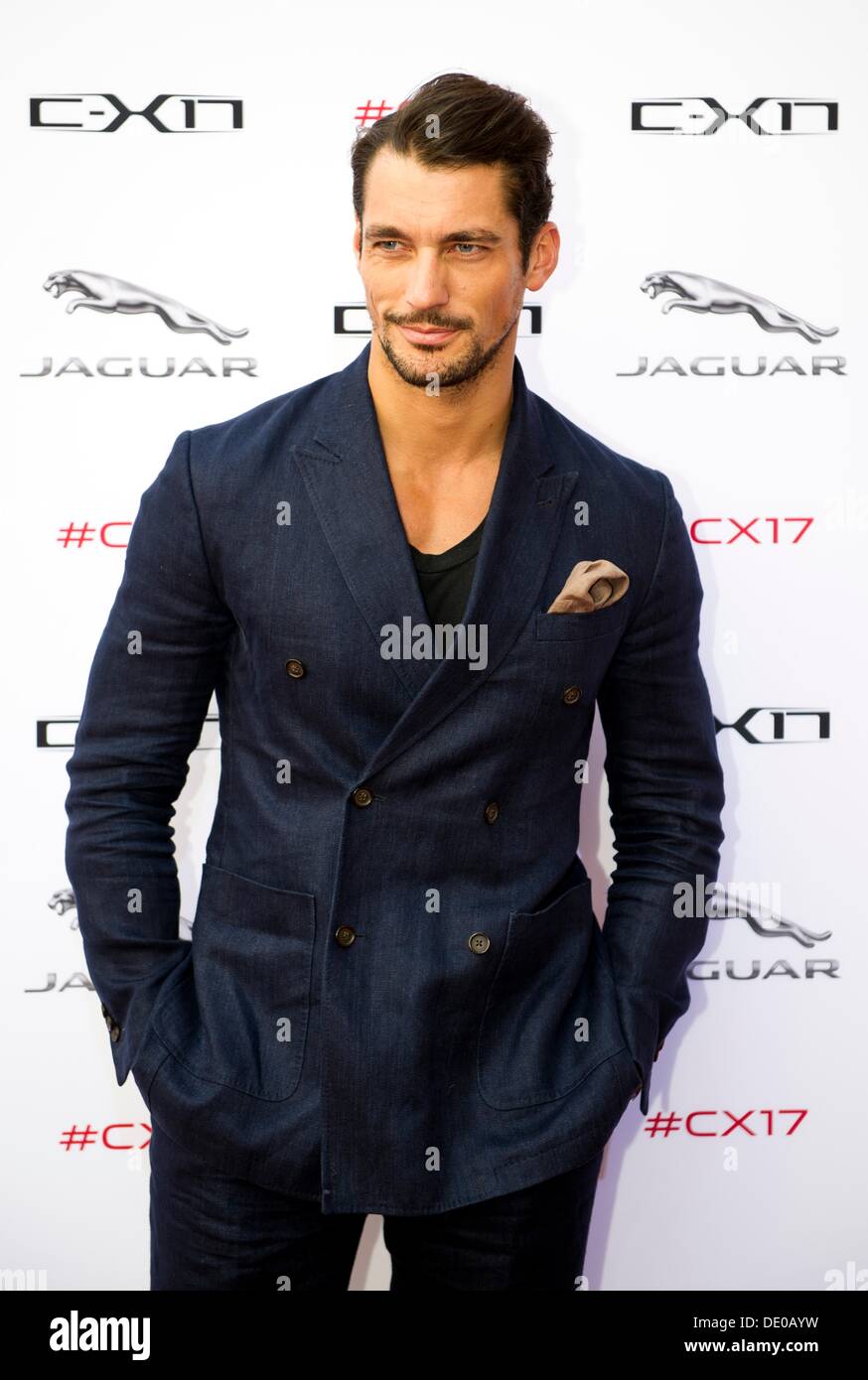 Frankfurt Main, Germany. 09th Sep, 2013. Top model David Gandy arrives at  an event of car manufacturer Jaguar in Frankfurt Main, Germany, 09  September 2013. Jaguar presented its study of the new, image size:874x1390