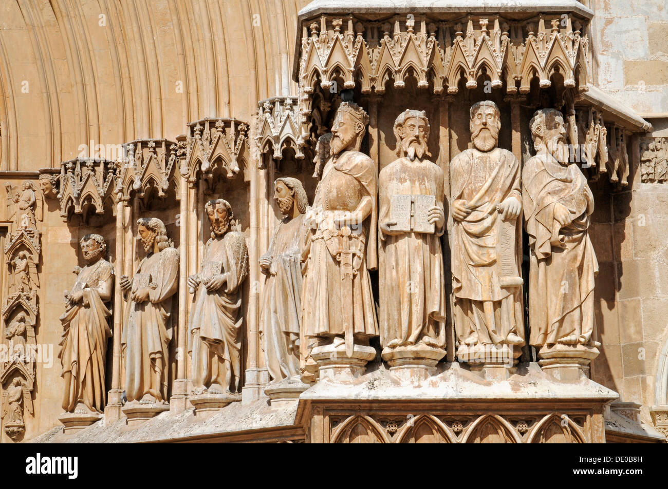 Portal with figurines and sculptures, Cathedral of Tarragona, Tarragona, Catalonia, Spain, Europe, PublicGround Stock Photo