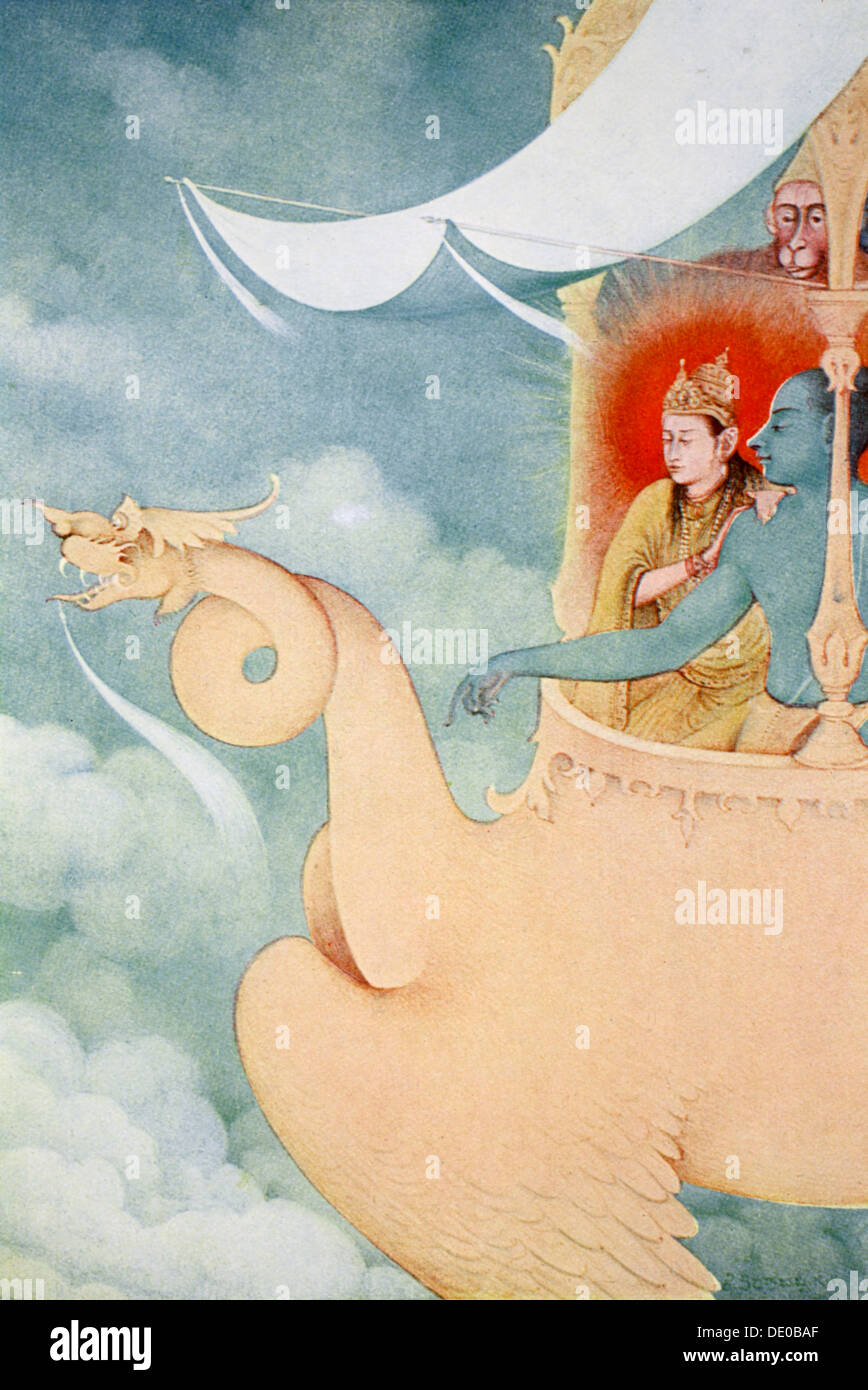 The return of Rama, 1913.  Artist: K Venkatappa Stock Photo