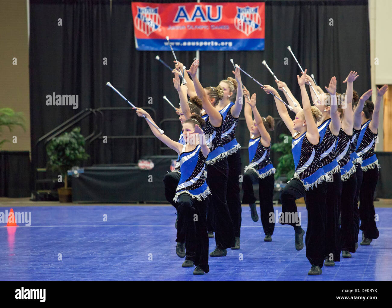 Detroit, Michigan - Baton twirling competition at the AAU Junior Olympic Games. Stock Photo