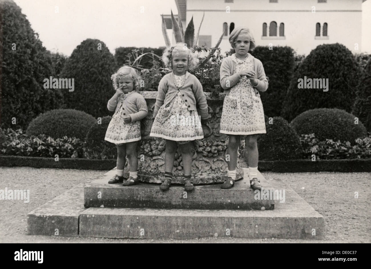 Princesses Desiree, Birgitta and Margaretha of Sweden 1942. Artist: Karl Sandels Stock Photo