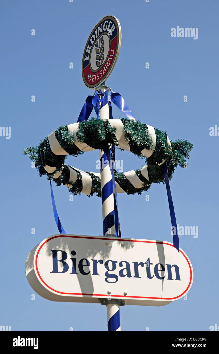 Beer garden sign, 'Biergarten' Stock Photo