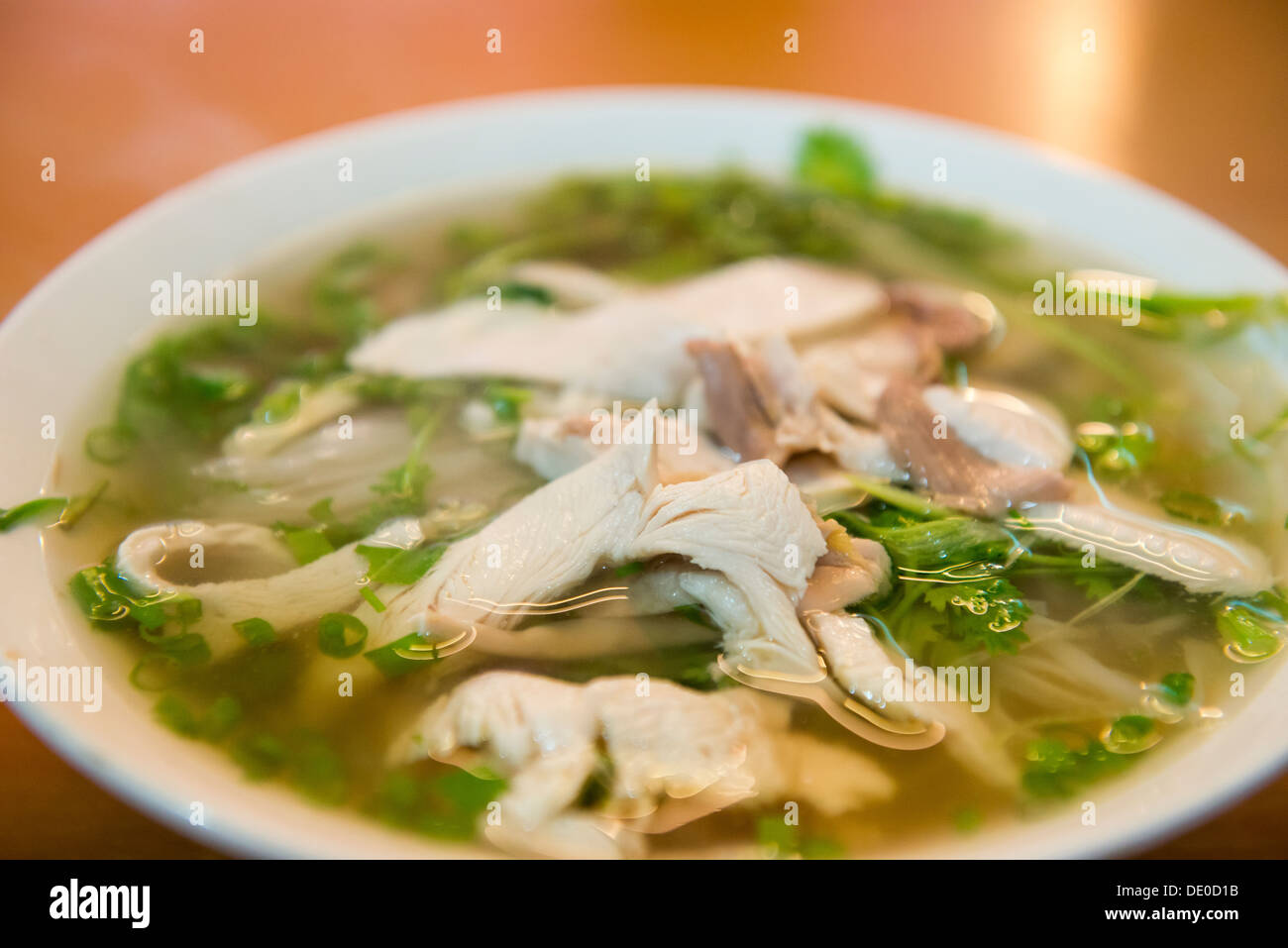 Vietnamese chicken noodle soup for breakfast in Hanoi, Vietnam Stock