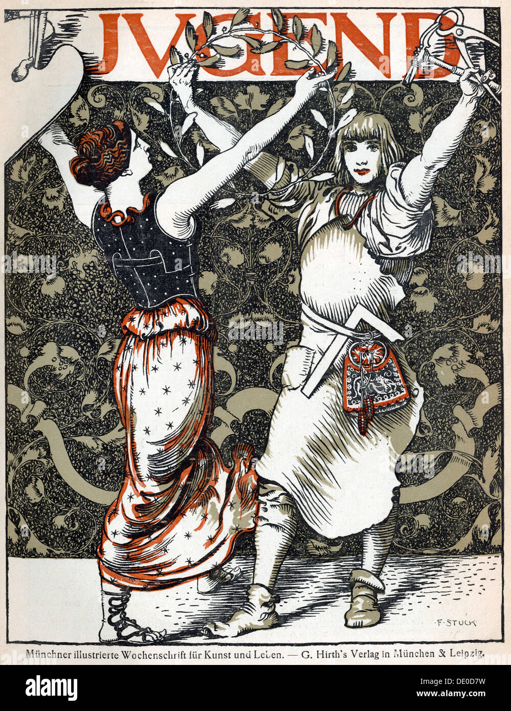 Cover of the German weekly art magazine Jugend, 1898. Artist: Franz von Stuck Stock Photo