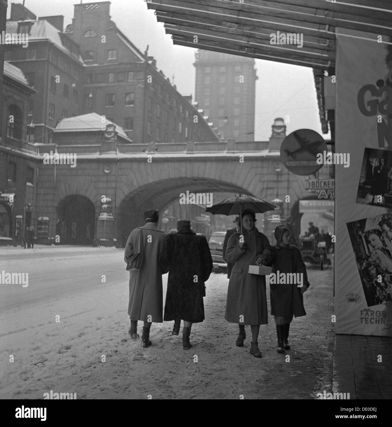 Kungsgatan, (King's Street) in winter, Stockholm, Sweden, 1950. Artist: Torkel Lindeberg Stock Photo