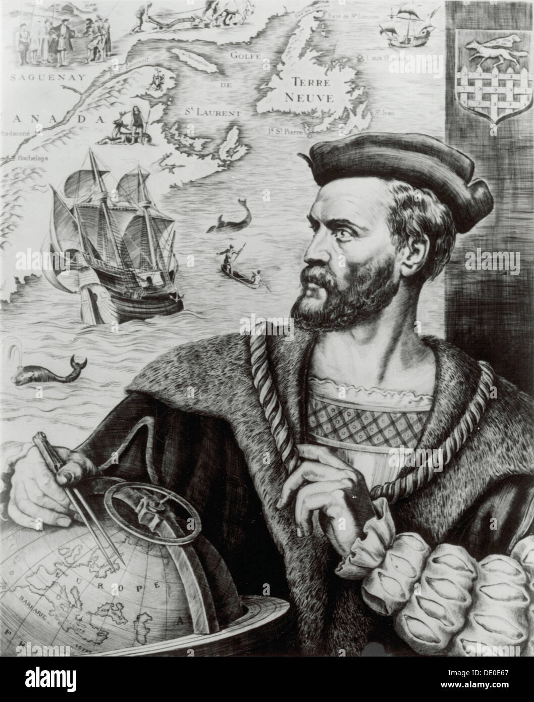 Jacques Cartier, 16th century French explorer. Artist: Unknown Stock Photo