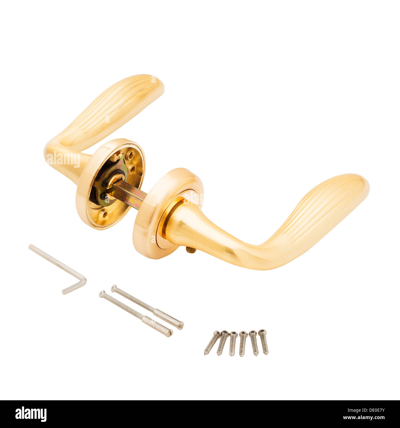 Door lock with handles isolated on white Stock Photo Alamy