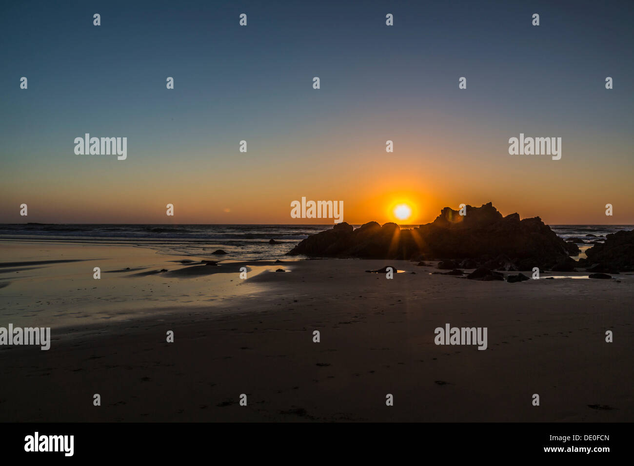 Sunset, Praia da Amado, Carrapateira, Algarve, West Coast, Portugal, Atlantic, Europe Stock Photo