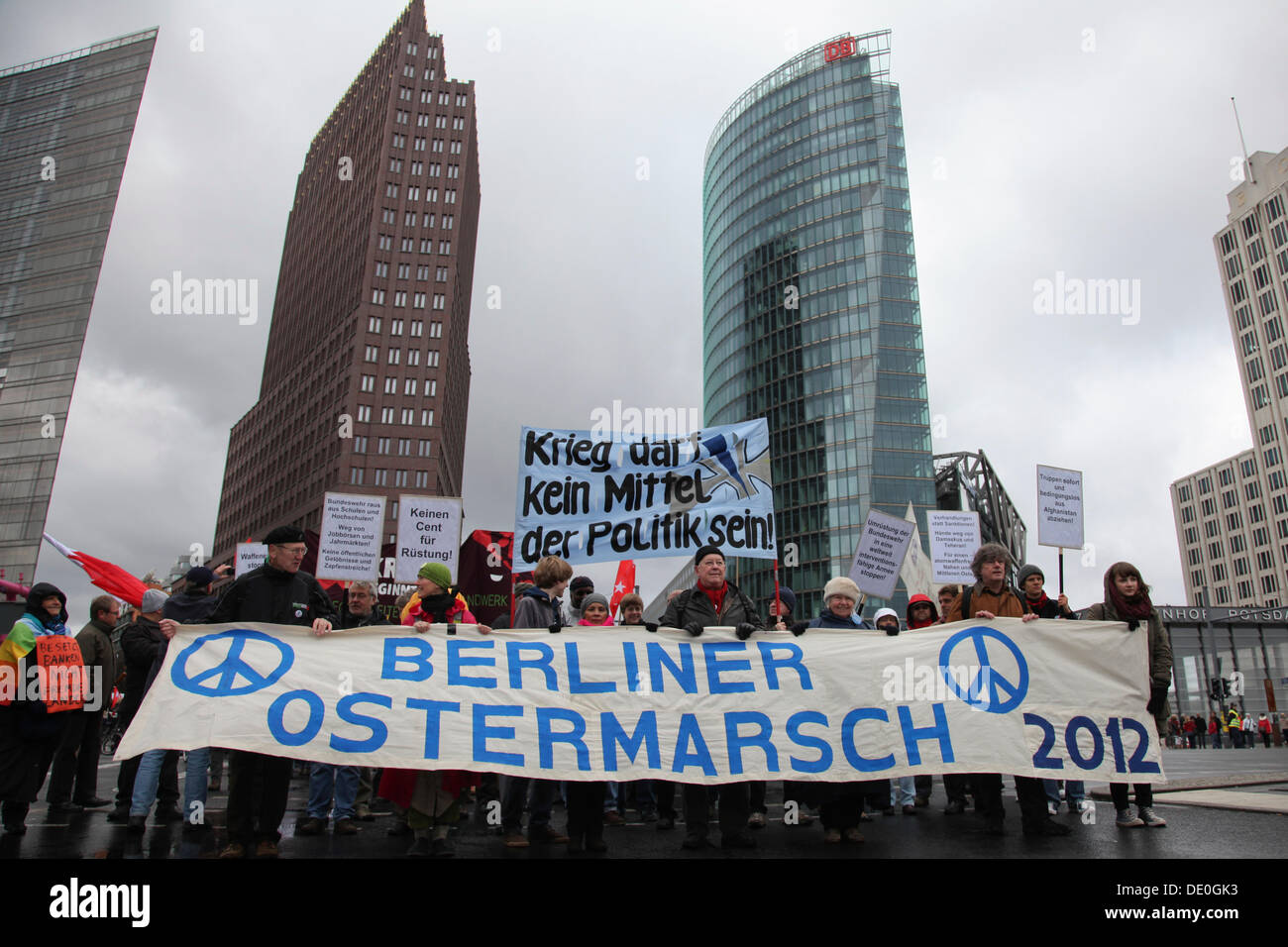 Easter march of the German peace movement at Potsdamer Platz, Potsdam Square, Berlin Stock Photo