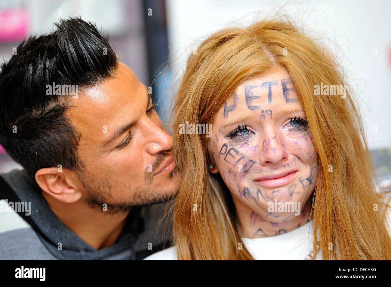 Musician Peter Andre with a extremely devoted superfan. Stock Photo