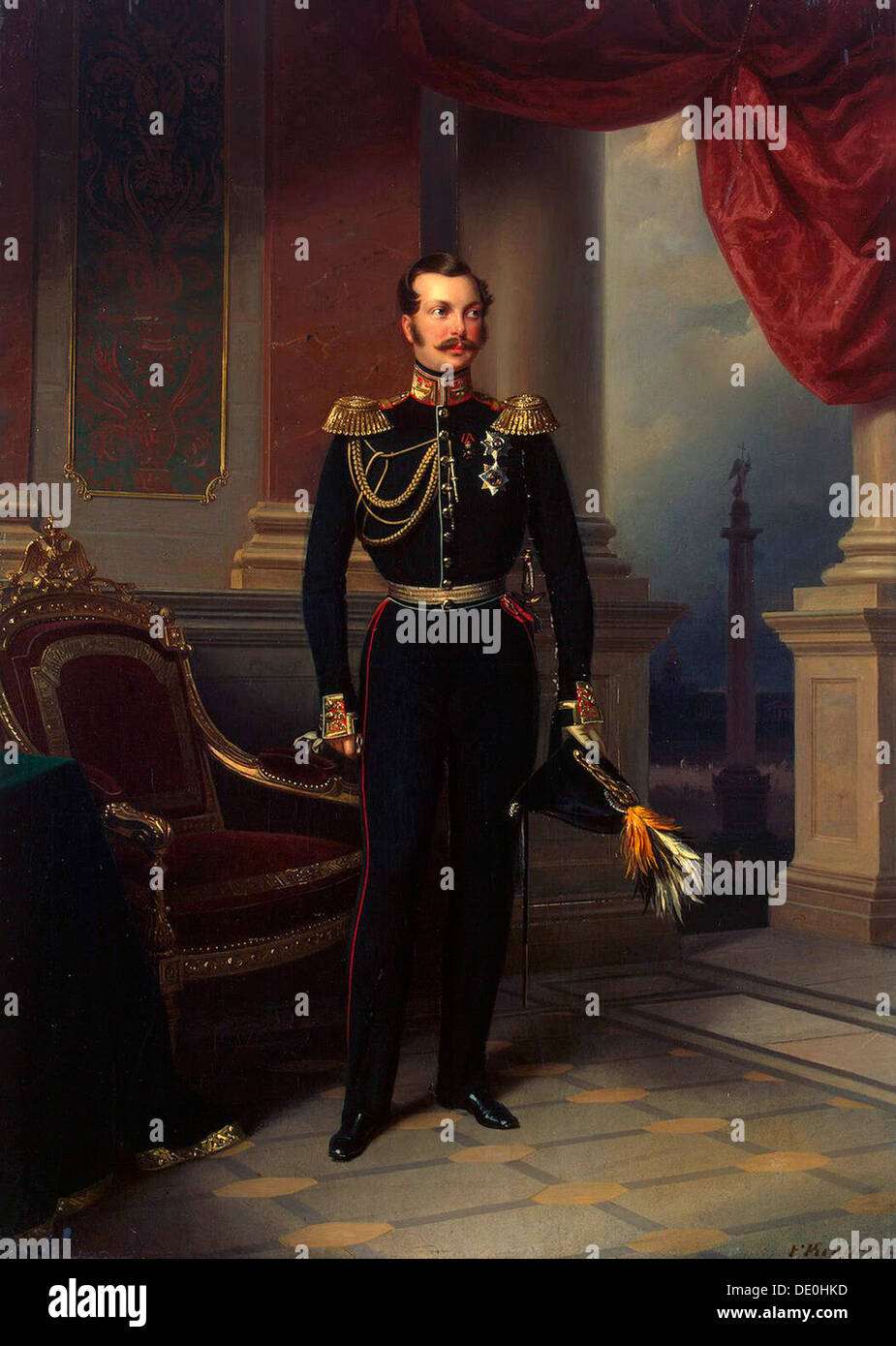 'Portrait of the Crown prince Alexander Nikolayevich', (1818-1881), c1840. Artist: Franz Kruguer Stock Photo