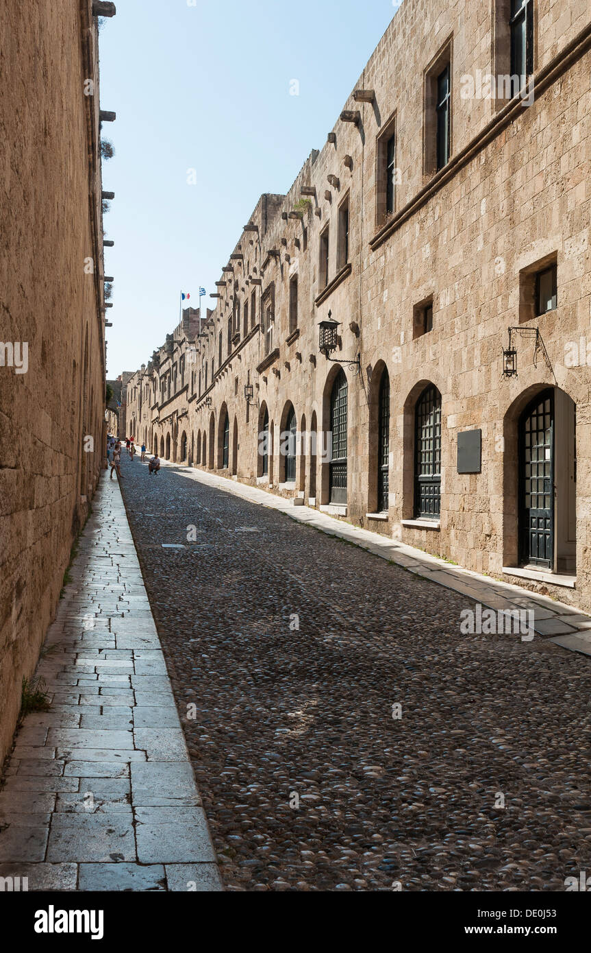 Historical alley in old town of Rhodes Stock Photo