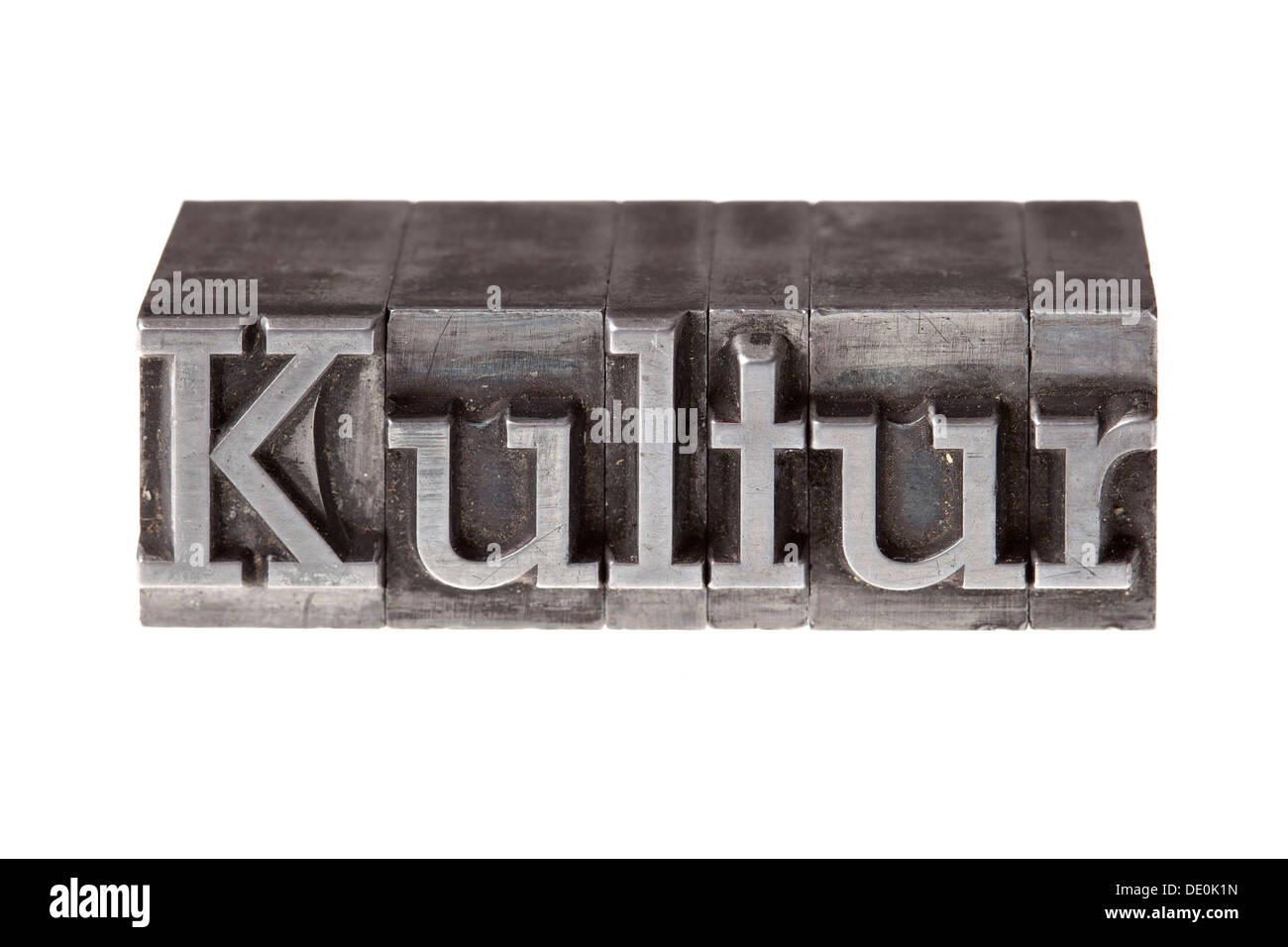 Old lead letters forming the word 'Kultur', German for culture Stock Photo