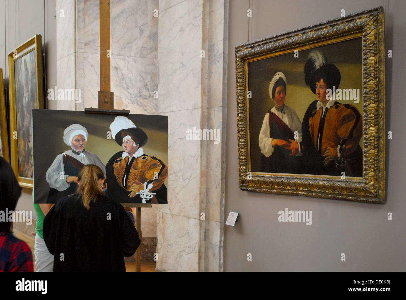 In one of the many halls of the Louvre. Stock Photo