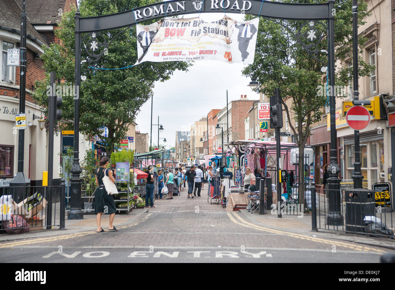 Entrance to the famous Roman Road Markets in East London Stock Photo