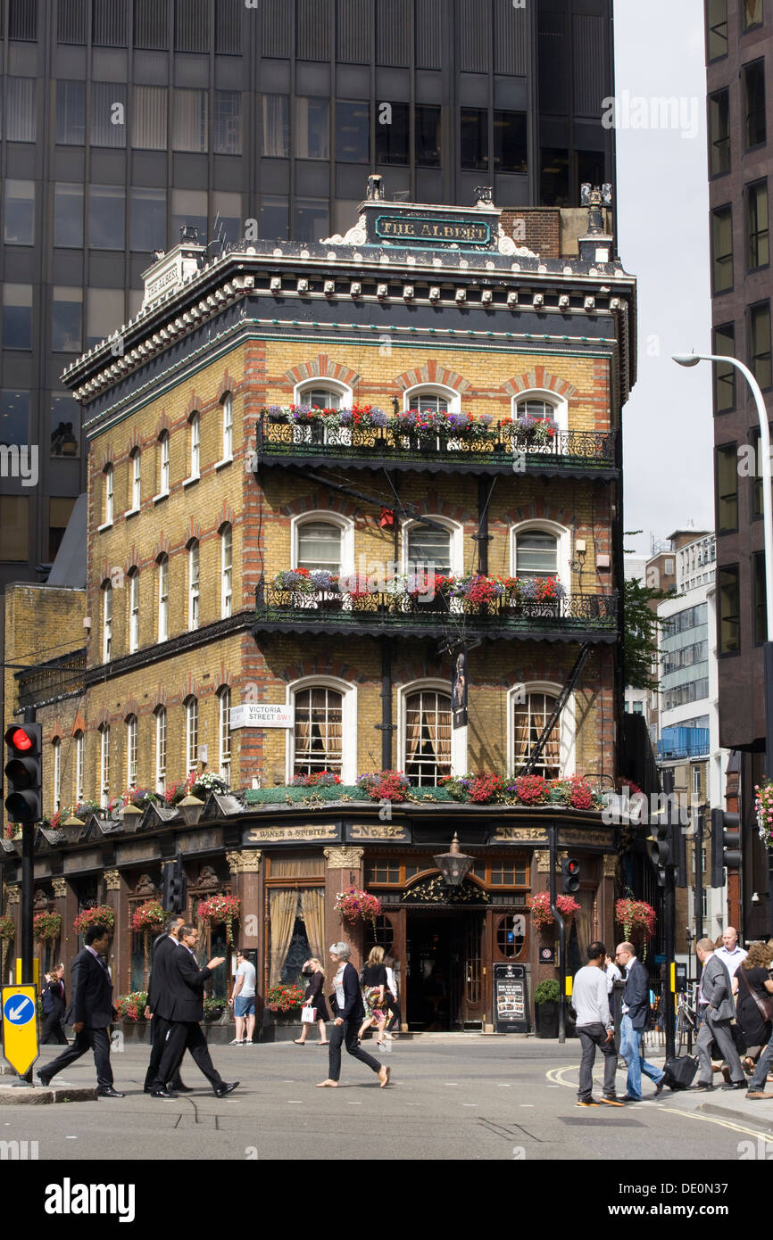 The Albert Public House distinguished pub that has survived the Blitz and 1960's with skyscrapers that surrounding it London Stock Photo
