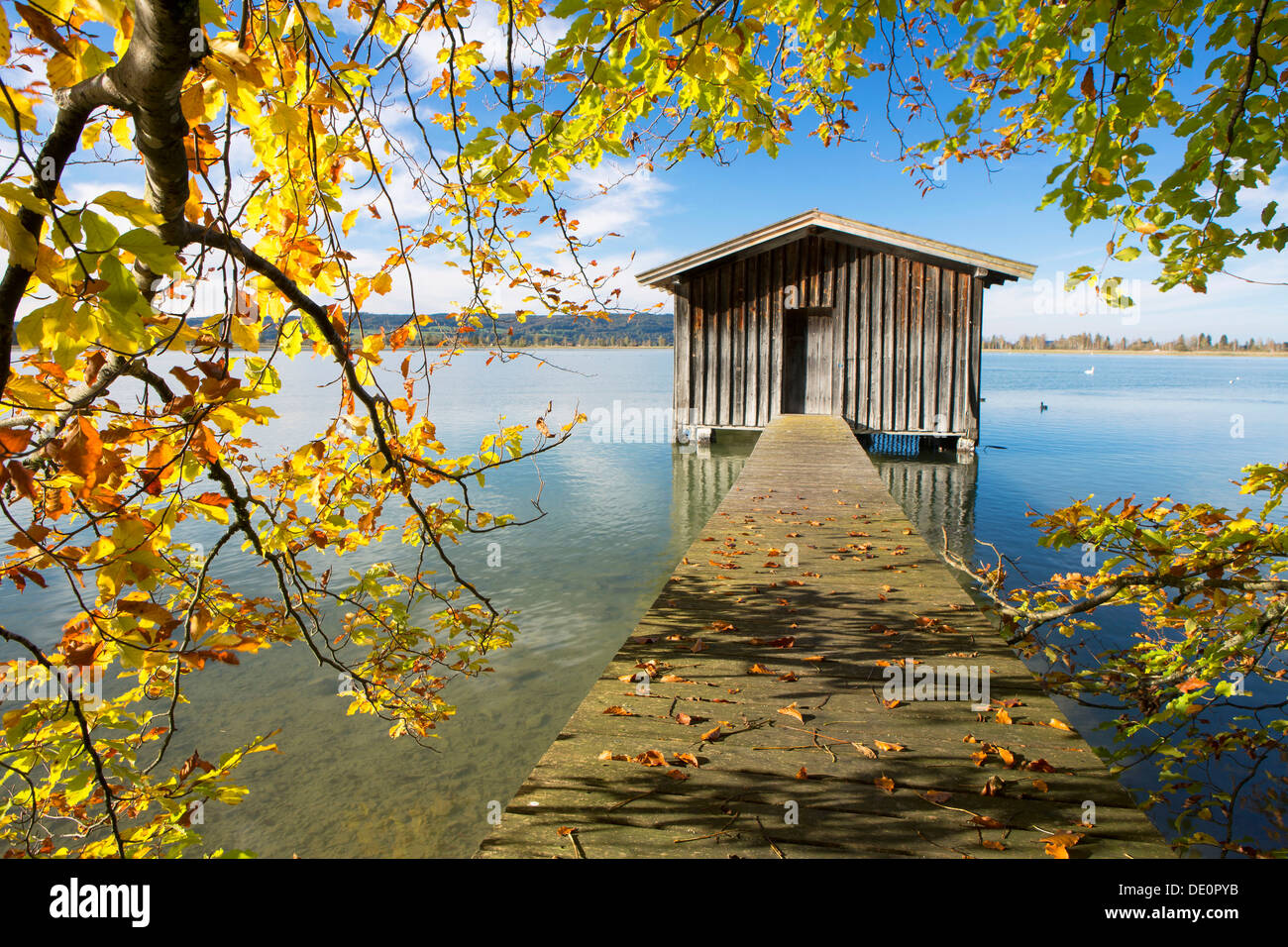 Fisherman's hut in autumn at Kochelsee Lake, Bavaria, PublicGround Stock Photo