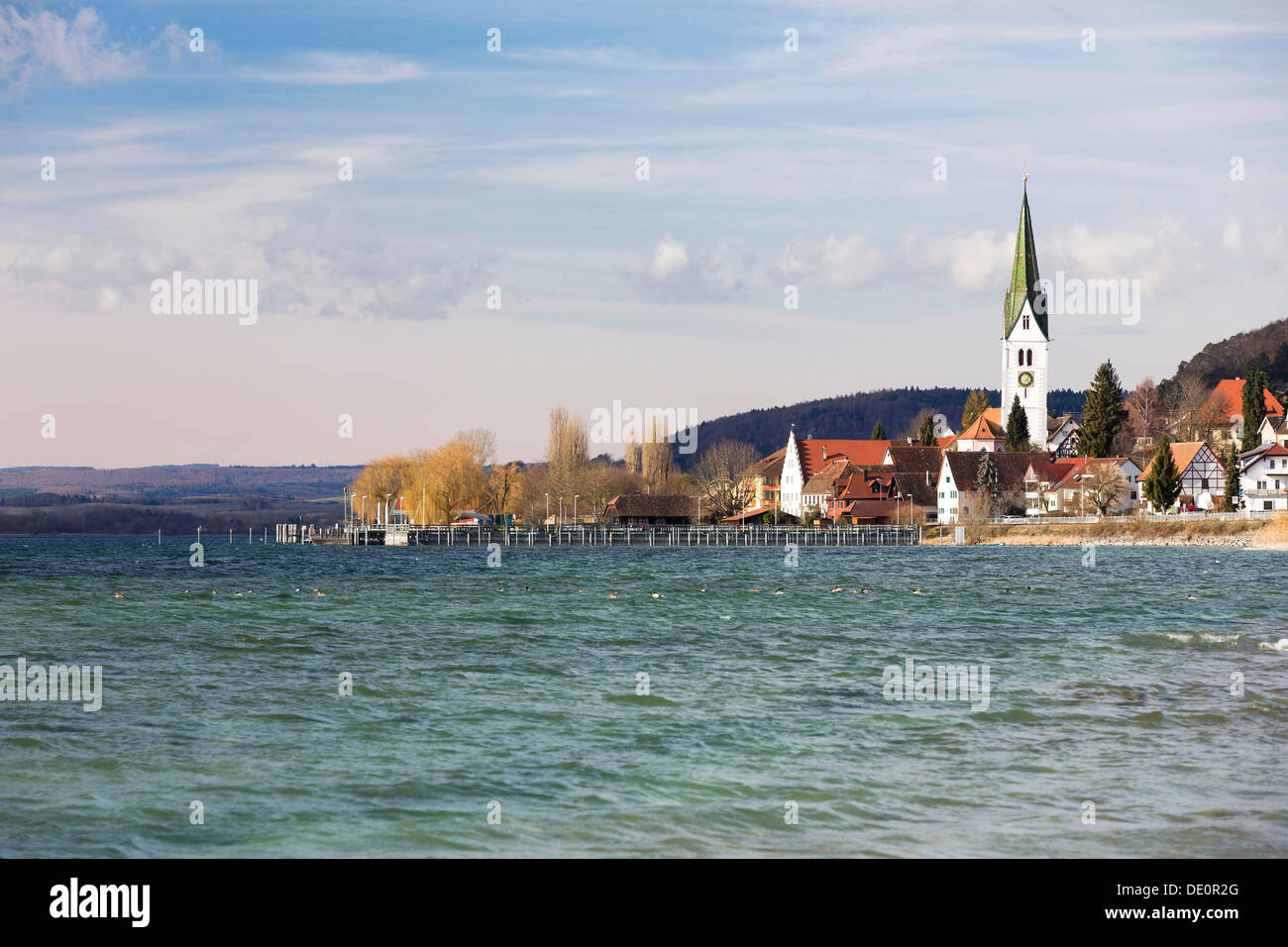 Stormy weather on a winter's day at Sipplingen on Lake Constance Stock Photo