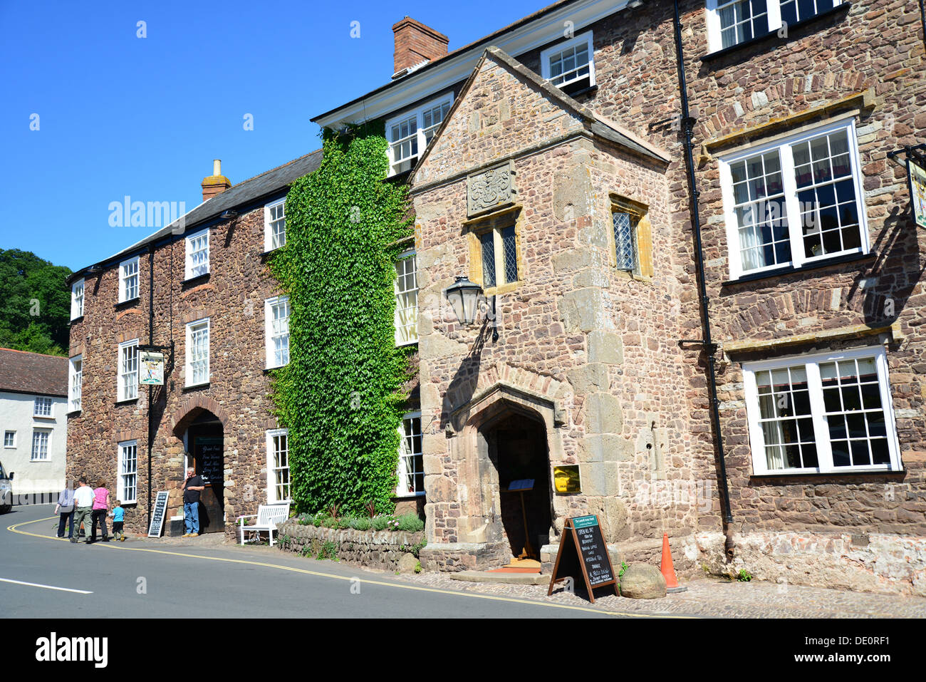 15th century The Luttrell Arms, High Street, Dunster, Somerset, England, United Kingdom Stock Photo