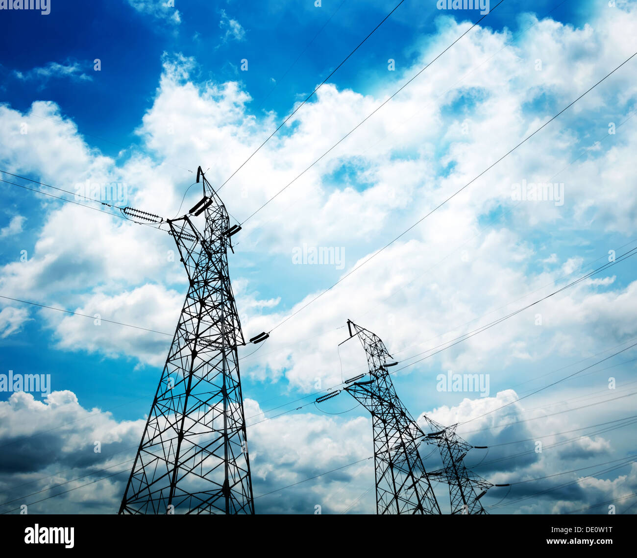 high voltage post.High-voltage tower sky background Stock Photo - Alamy