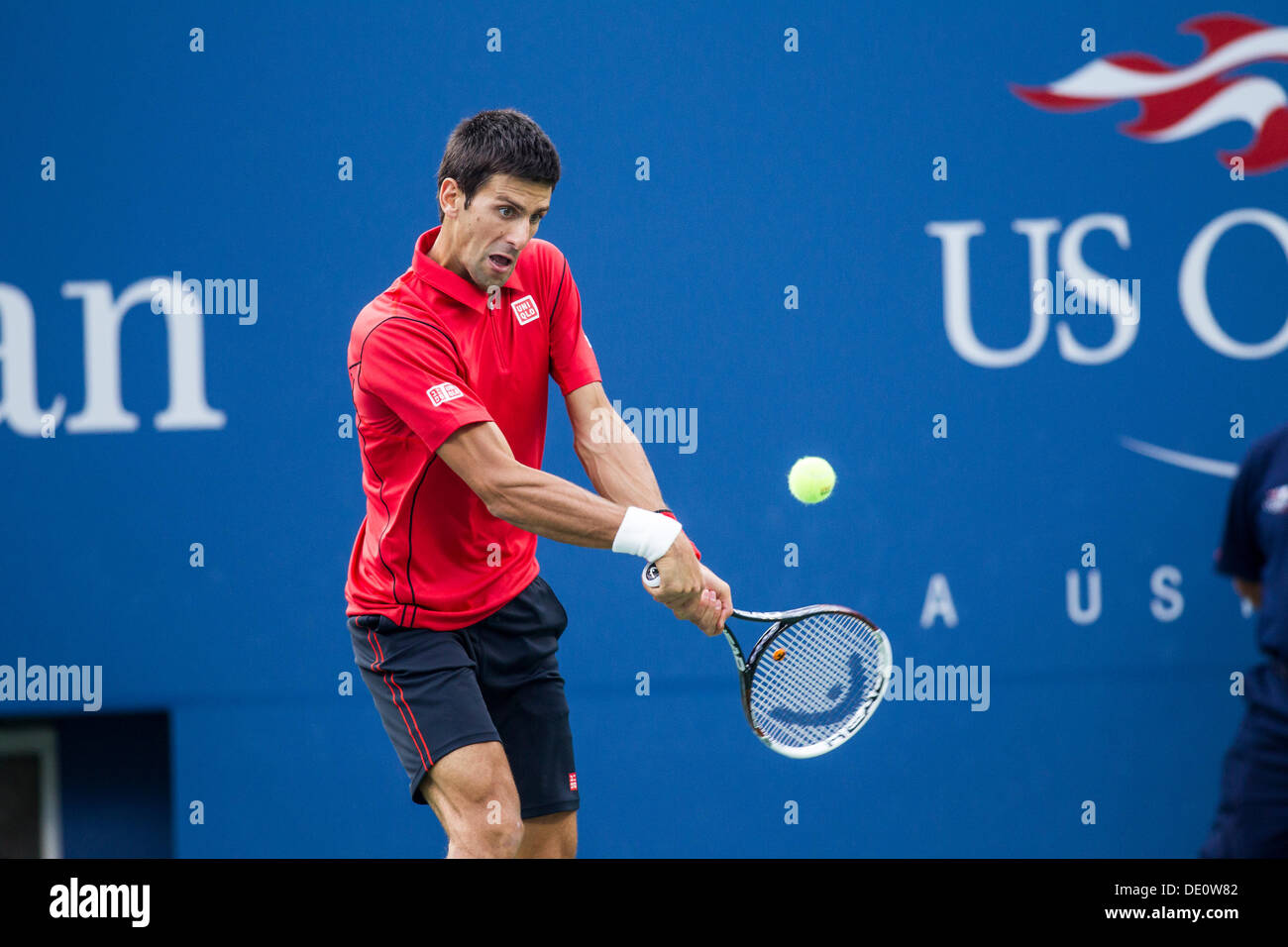 Flushing Meadows-Corona Park, Queens, New York, September 09, 2013 Novak Djokovic (SRB) competing in the finals at the 2013 US Open Tennis Championships Credit:  PCN Photography/Alamy Live News Stock Photo