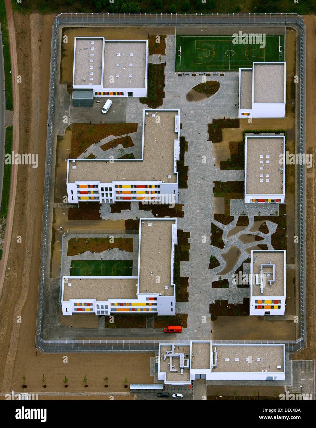 Aerial photo, Friemerheim Forensic Clinic, Duisburg, Ruhr area, North Rhine-Westphalia Stock Photo