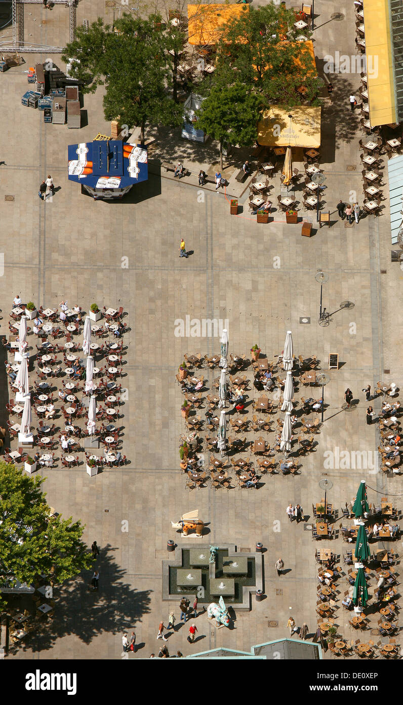 Aerial view, Alter Markt, outdoor catering, Dortmund, Ruhrgebiet region, North Rhine-Westphalia Stock Photo