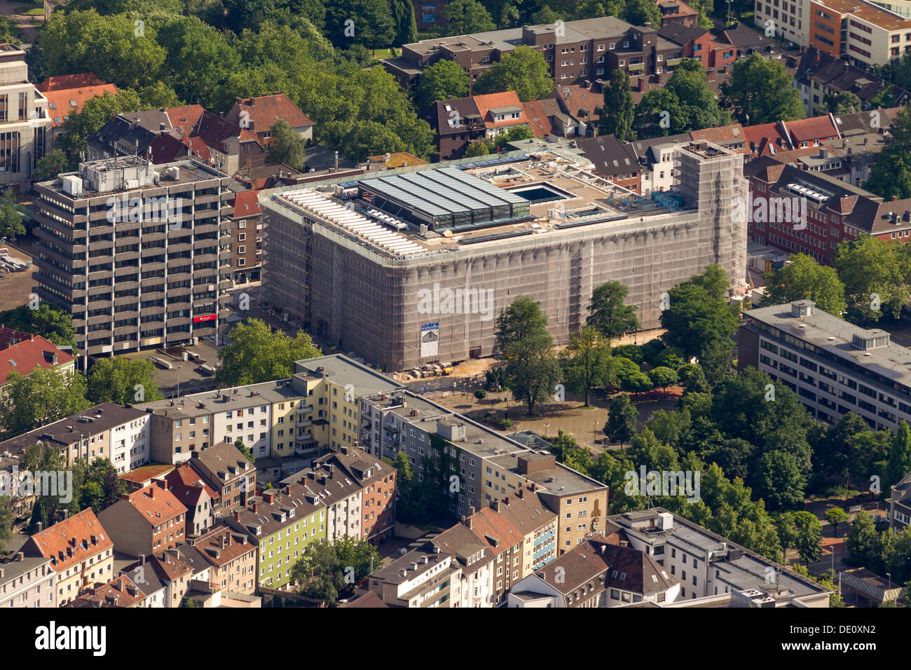Aerial view, city hall, Hans-Sachs-Haus building, Gelsenkirchen, Ruhr area, North Rhine-Westphalia Stock Photo