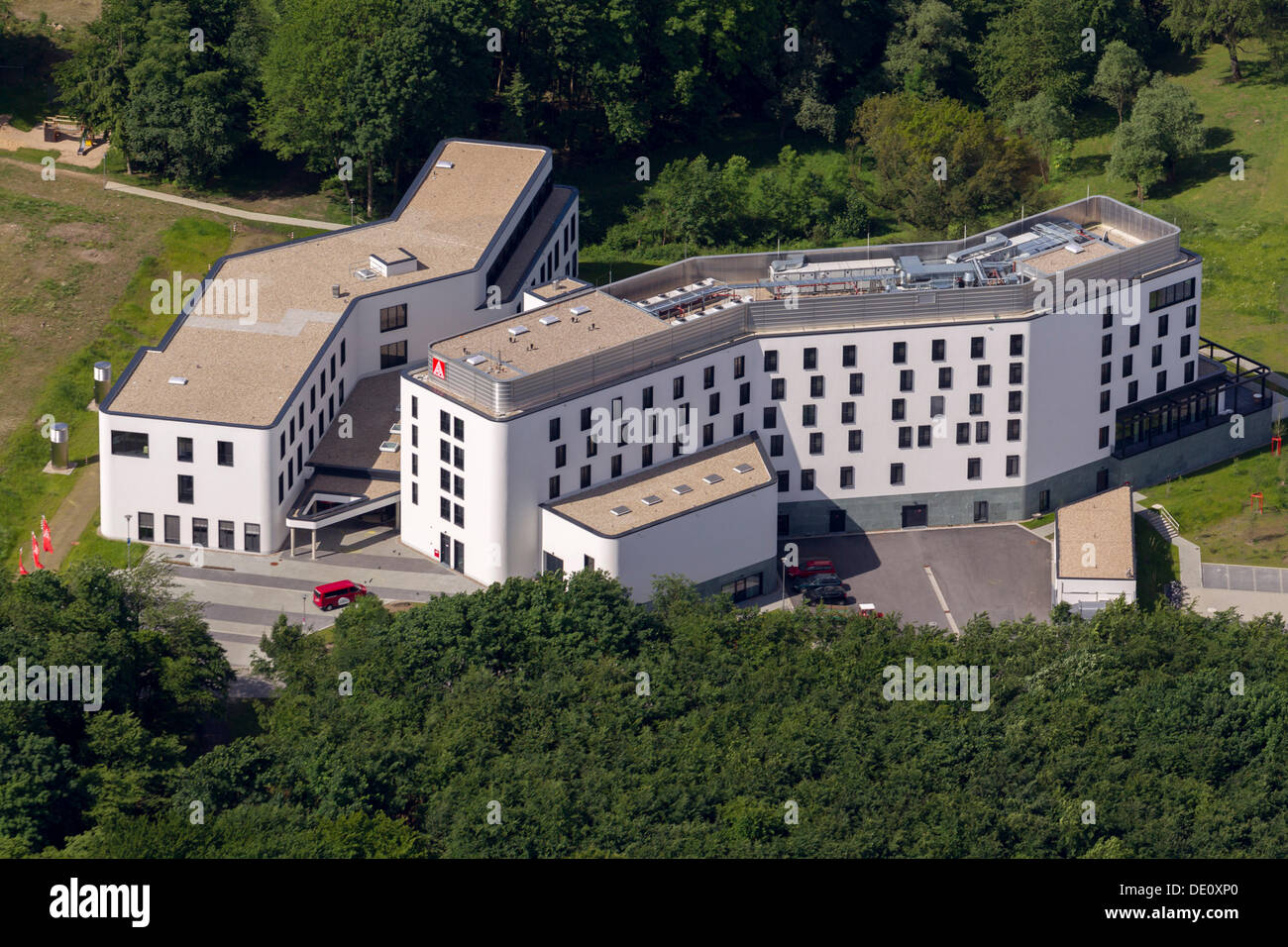 Aerial view, IGMetall-Bildungszentrum, trade union training centre, Sprockhoevel, Ruhr Area, North Rhine-Westphalia Stock Photo