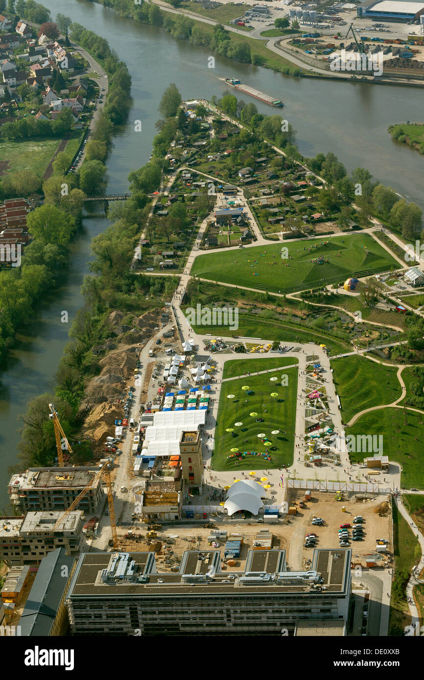 Aerial view, Landesgartenschau provincial garden show, Bamberg, Upper Franconia, Bavaria Stock Photo