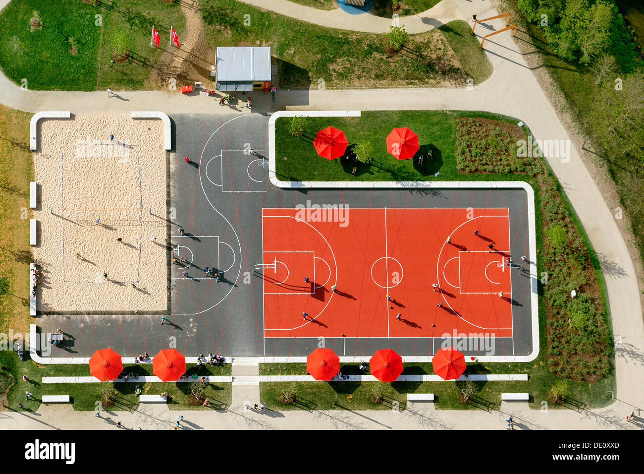 Aerial view, basketball court, State Garden Show, Bamberg, Upper Franconia,  Bavaria Stock Photo - Alamy