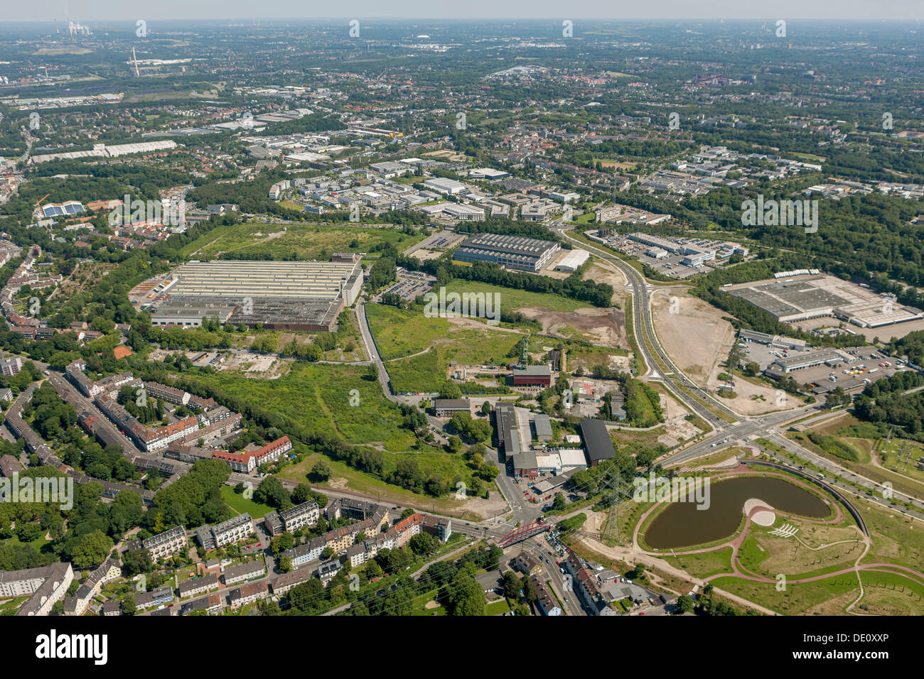 Aerial view, Helenenstrasse, Berthold Beitz Boulevard, Essen, Ruhr area, North Rhine-Westphalia Stock Photo