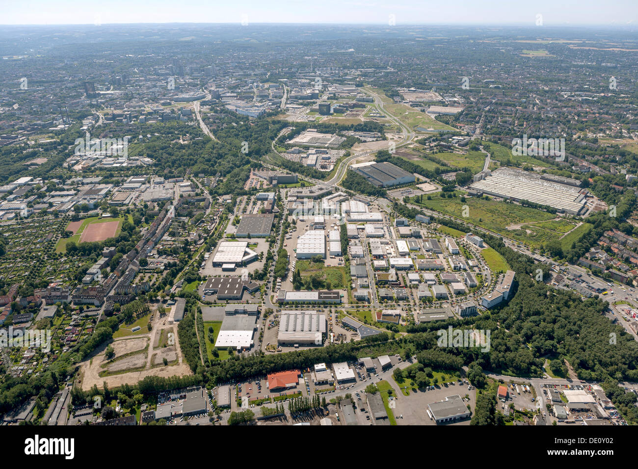 Aerial view, M1 Business Park, Nordviertel district, Essen, Ruhr area, North Rhine-Westphalia Stock Photo
