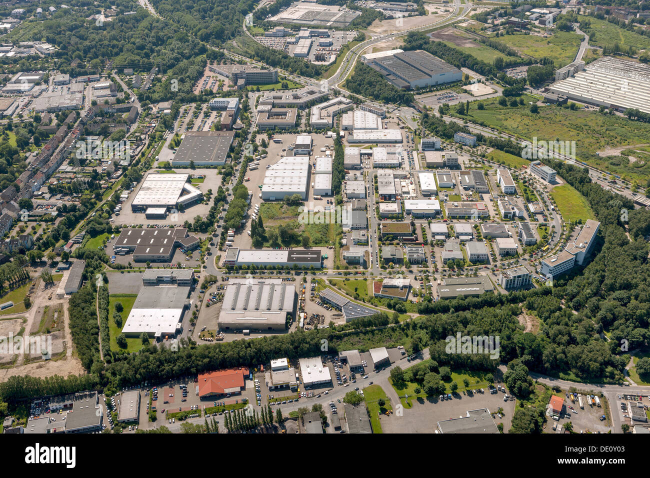 Aerial view, M1 Business Park, Nordviertel district, Essen, Ruhr area, North Rhine-Westphalia Stock Photo