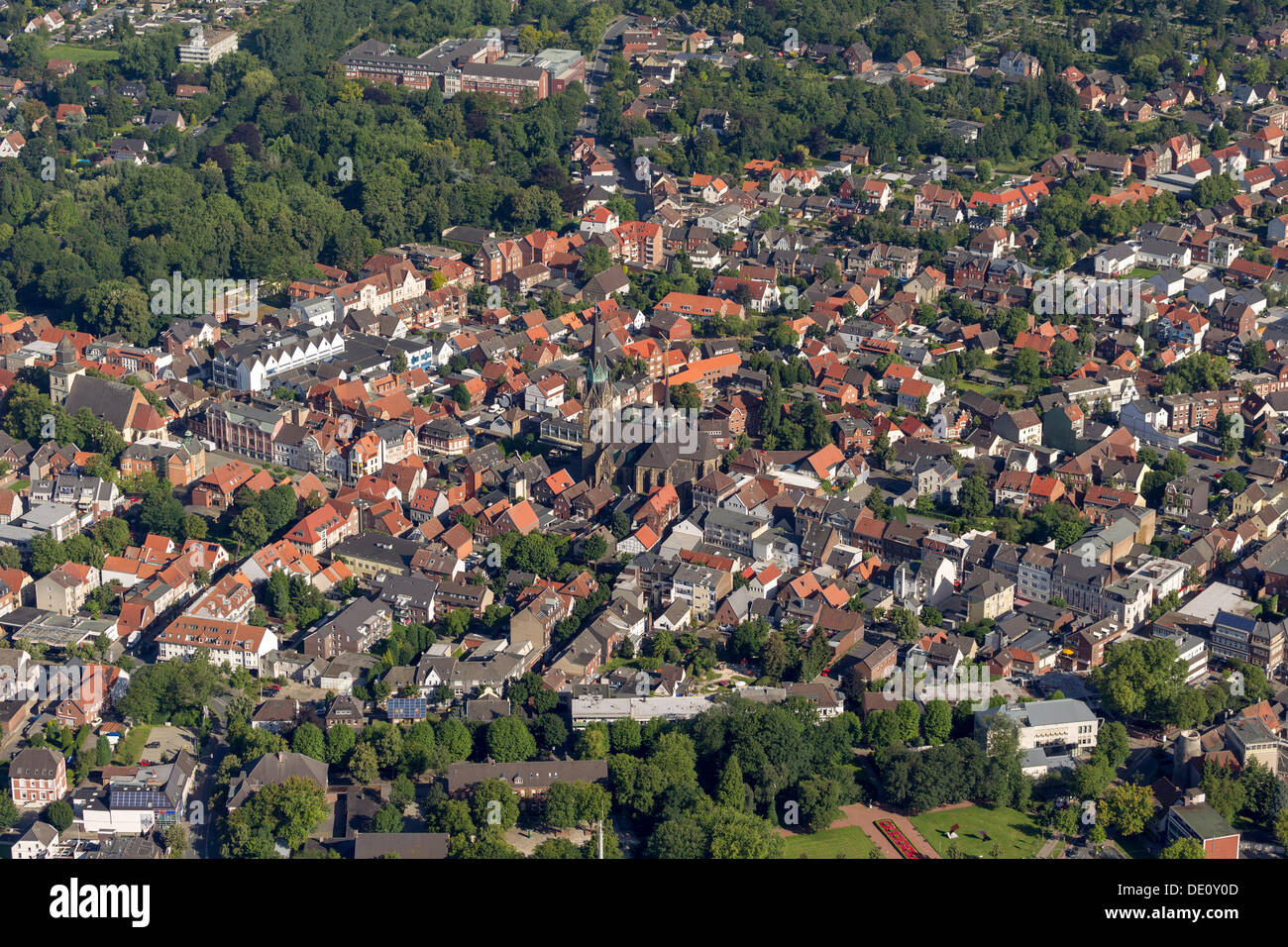 Aerial view, city centre of Ahlen, Ruhr area, North Rhine-Westphalia Stock Photo