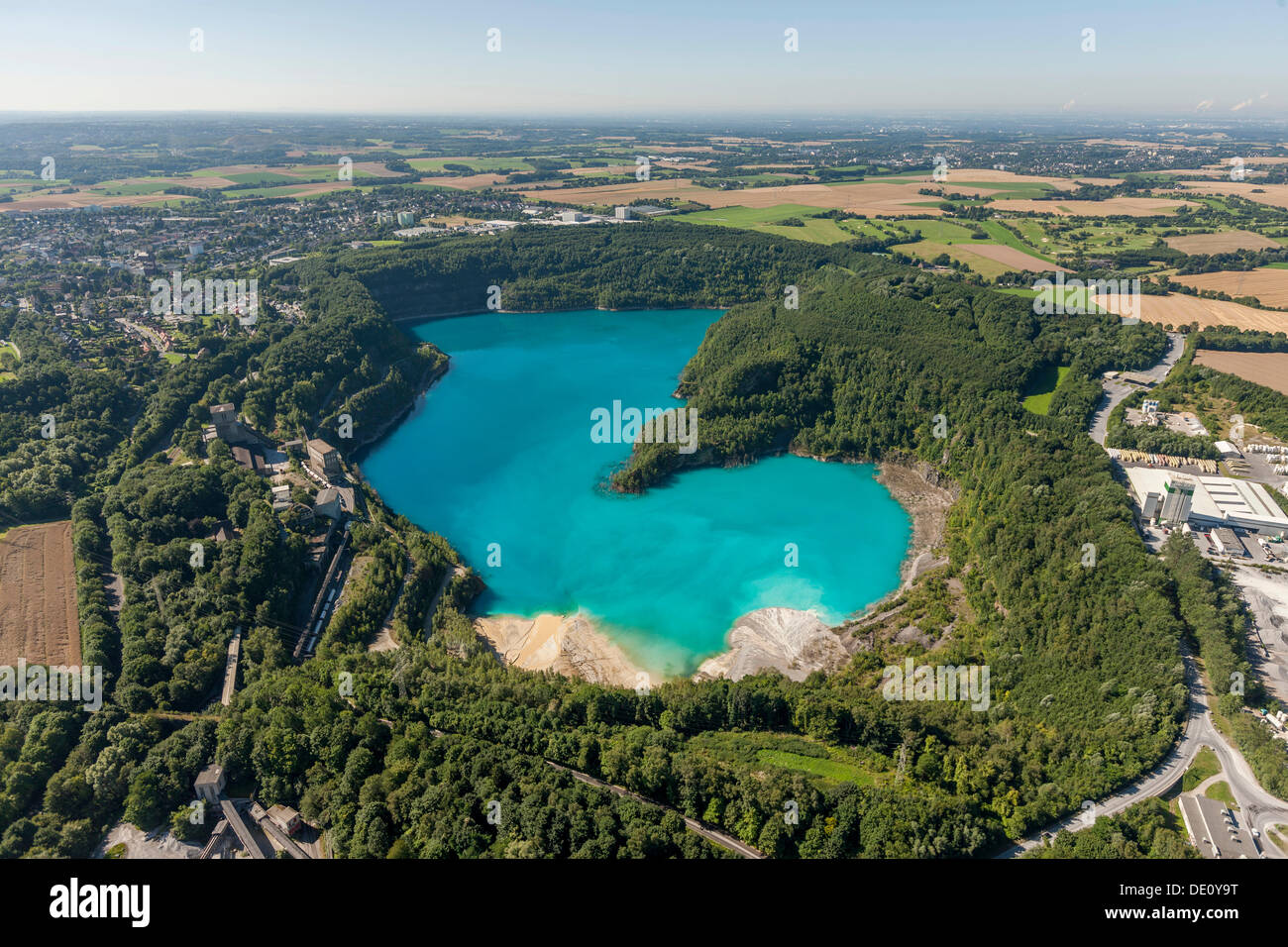 Aerial view, Prangenhaus stone quarry, Lake Blauer See, Wuelfrath, Rhineland region, North Rhine-Westphalia Stock Photo