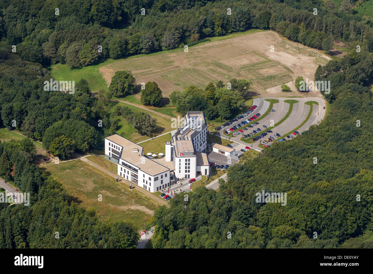 Aerial view, IG Metall education center, Sprockhoevel, Ruhr area, North Rhine-Westphalia Stock Photo