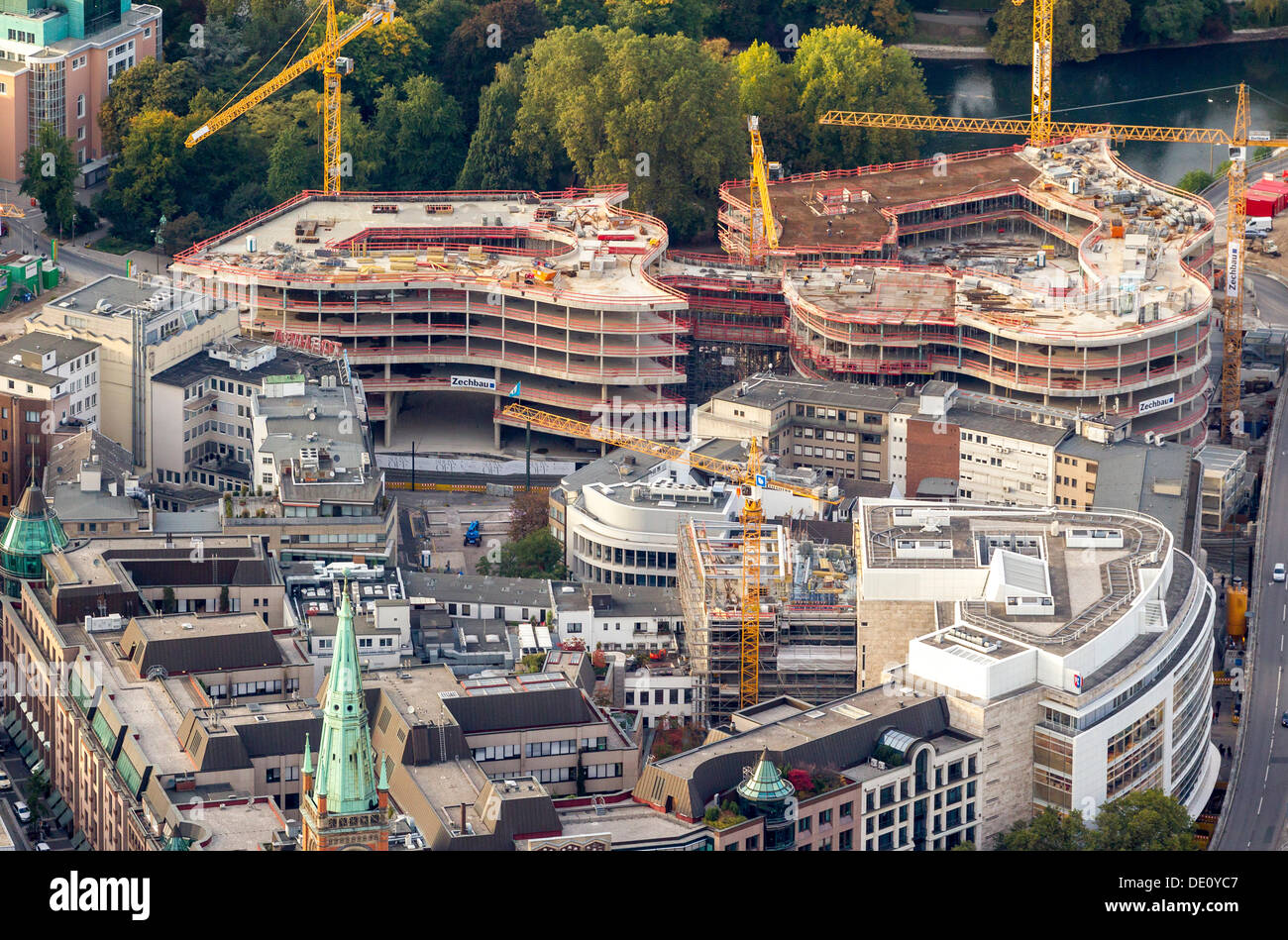 Aerial view, Koe-Bogen building complex, Schadowstrasse street, Duesseldorf, Rhineland region, North Rhine-Westphalia Stock Photo