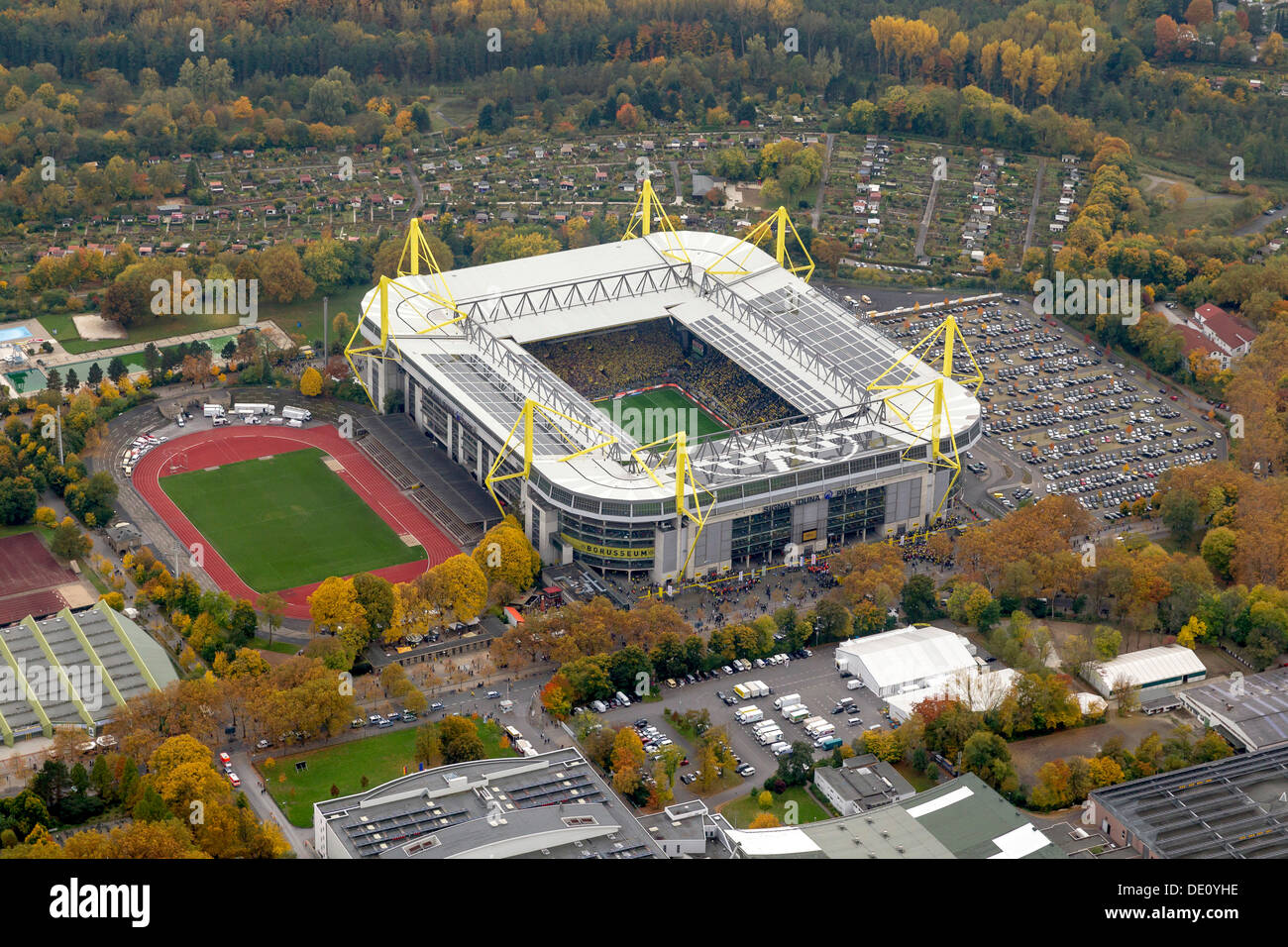 Aerial view, Signal Iduna Park stadium, Dortmund, Ruhr region, North  Rhine-Westphalia Stock Photo - Alamy