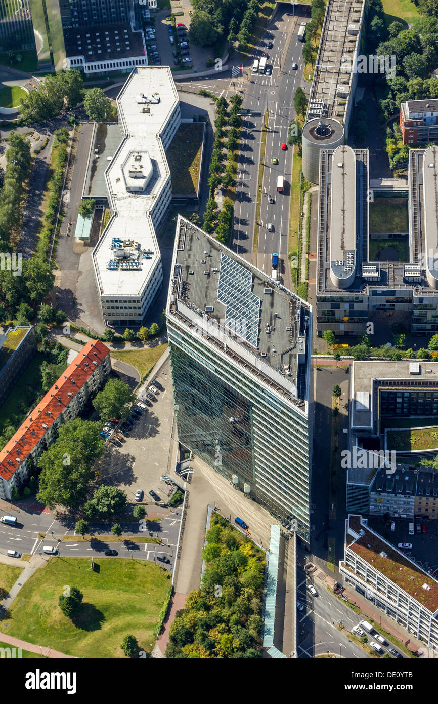 Aerial view, Stadttor skyscarper, Duesseldorf, North Rhine-Westphalia Stock Photo