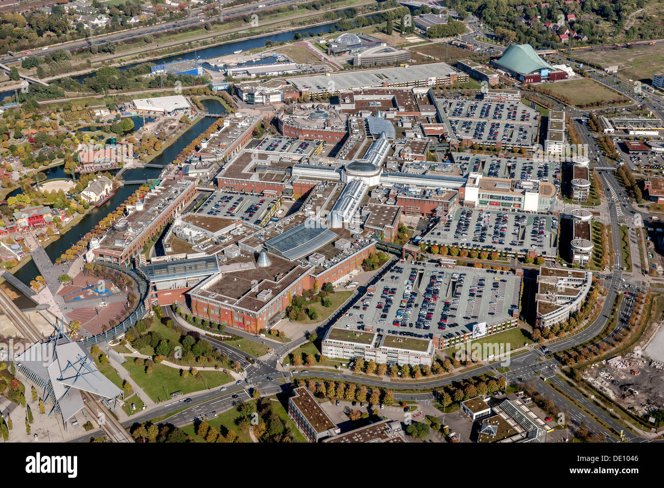 Aerial view, Centro shopping centre, Neue Mitte, Oberhausen, Ruhr area, North Rhine-Westphalia Stock Photo
