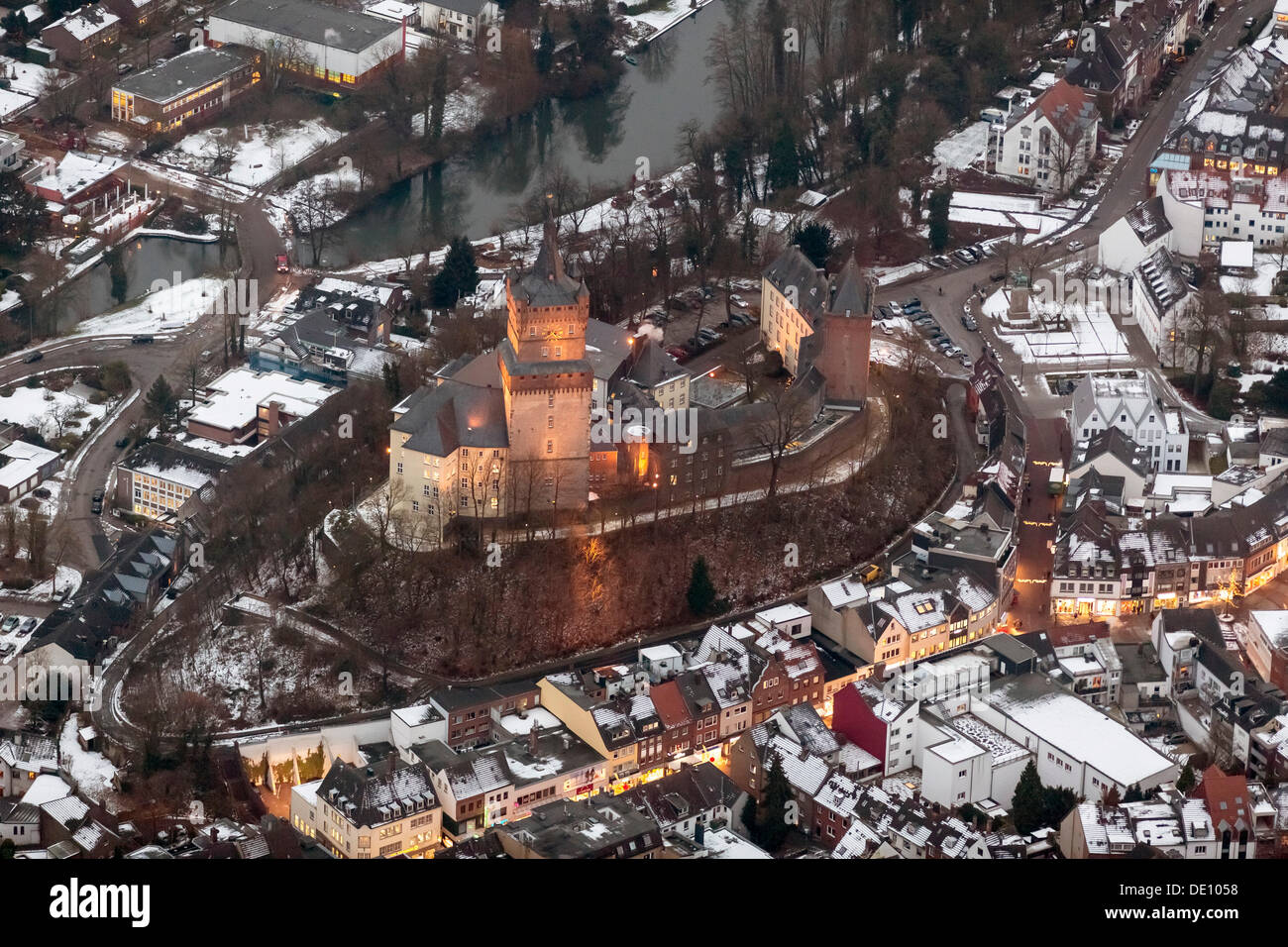 Aerial view, Schwanenburg, castle mount Stock Photo
