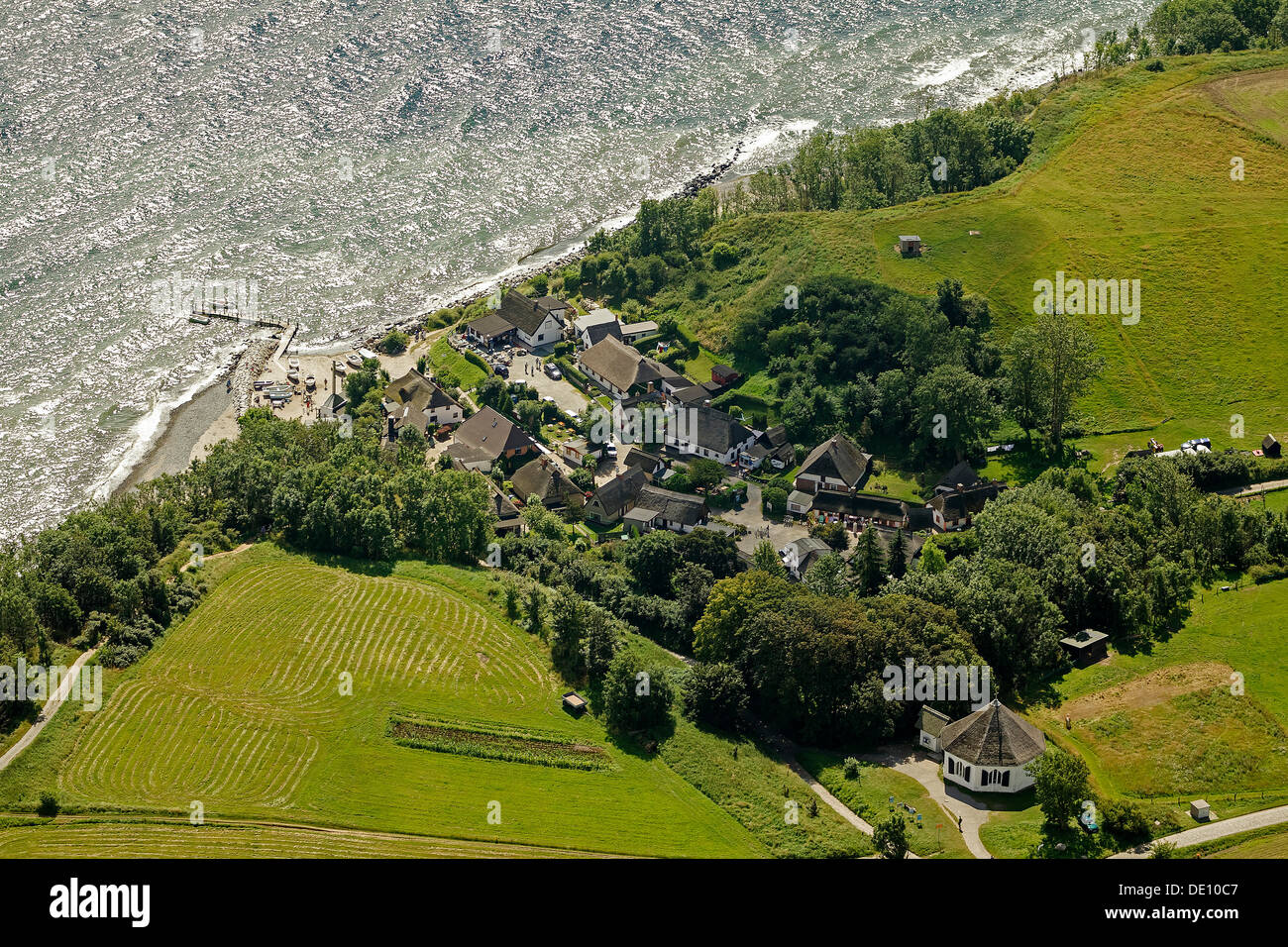 Aerial view, village of Vitt on the island of Ruegen Stock Photo