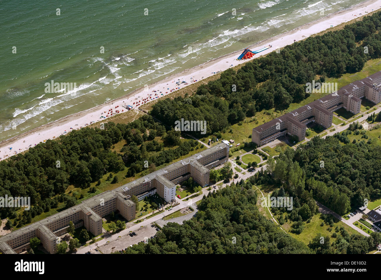 Aerial view, KdF Bad Prora beach resort, Kraft durch Freude, German for Strength through Joy, former resort of the National Stock Photo