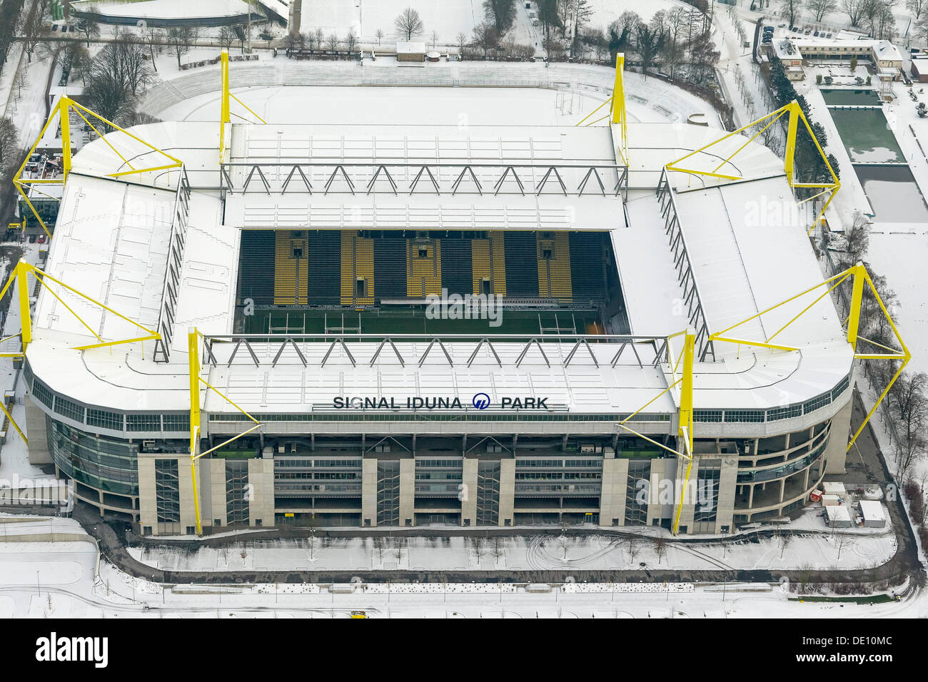 Aerial view, Signal Iduna Park in Winter Stock Photo