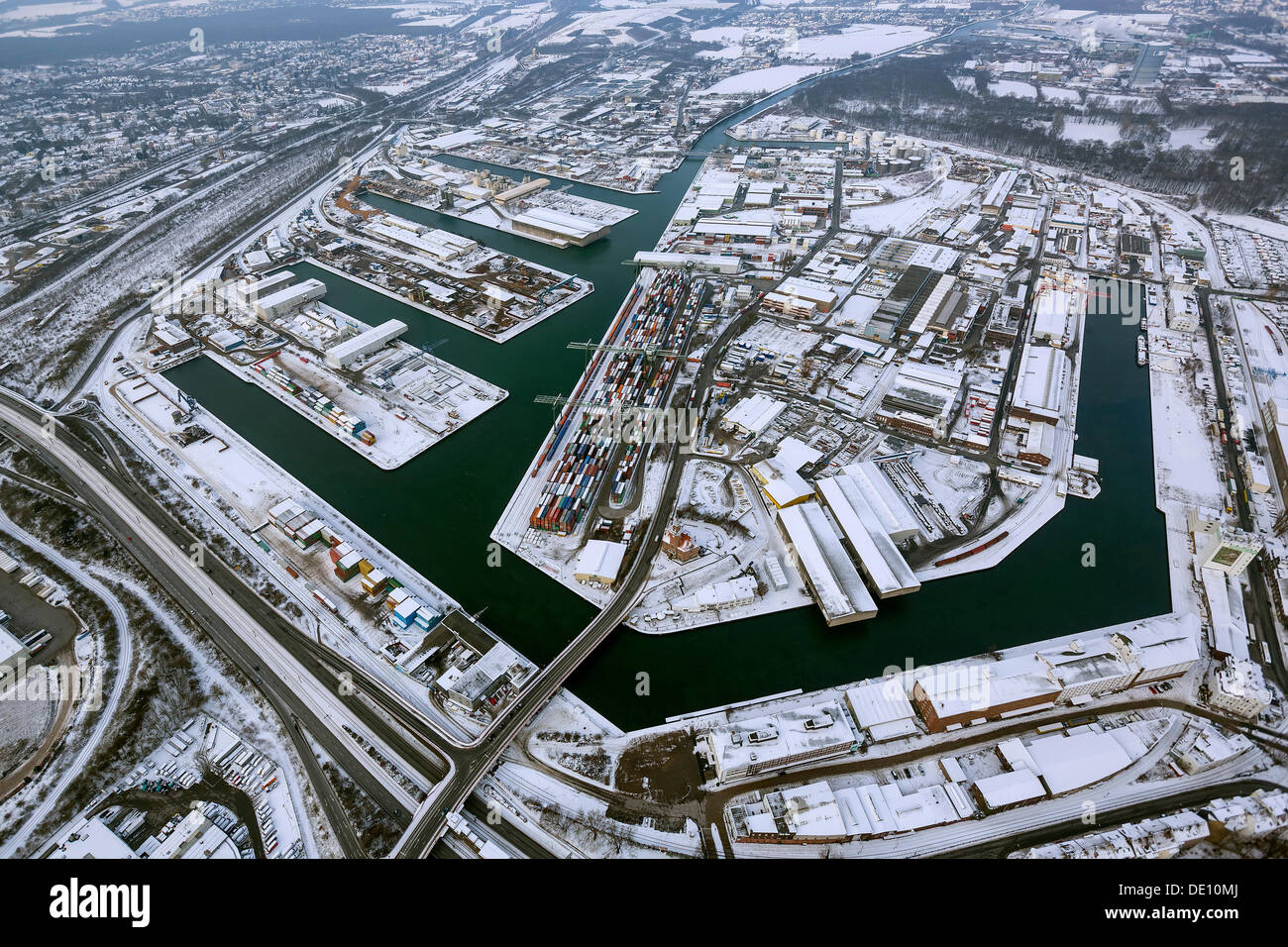 Aerial view, Container Terminal Dortmund Stock Photo
