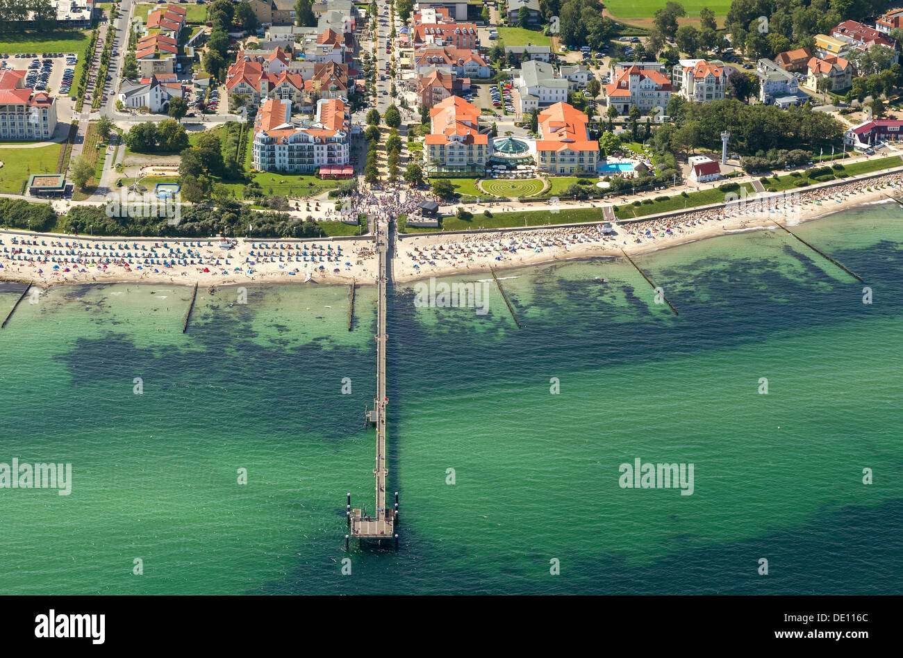 Aerial view, beach and promenade Stock Photo